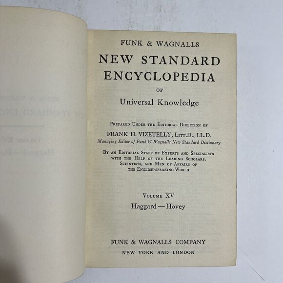 Funk and Wagnalls New Standard Encyclopedia 1931 1934 Vol XV Haggard to Hovey - Picture 5 of 15